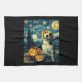 Cute beagle Dog Halloween Jack O Lantern Pumpkin F Theedoek (Horizontaal)