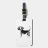 Cute Beagle Dog Illustratie in zwart-wit Bagagelabel (Voorkant verticaal)