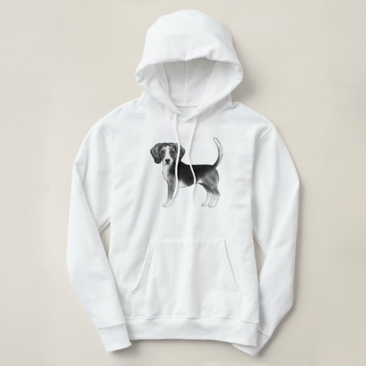 Cute Beagle Dog Illustratie in zwart-wit Hoodie (Design voorkant)