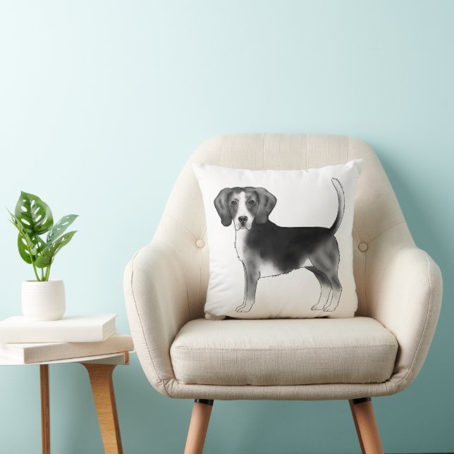 Cute Beagle Dog Illustratie in zwart-wit Kussen (Stoel)