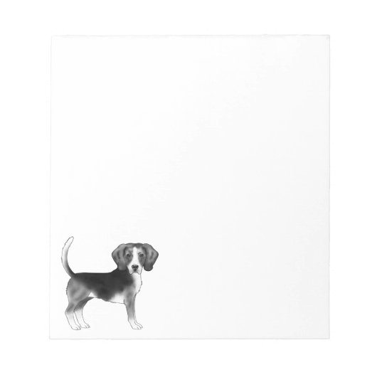 Cute Beagle Dog Illustratie in zwart-wit Notitieblok (Voorkant)