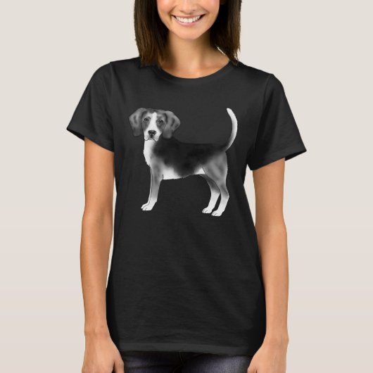 Cute Beagle Dog Illustratie in zwart-wit T-shirt (Voorkant)