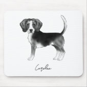 Cute beagle Dog in zwart-wit en op maat Muismat (Voorkant)