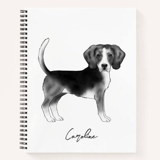 Cute beagle dog in zwart-wit en op maat notitieboek (Voorkant)