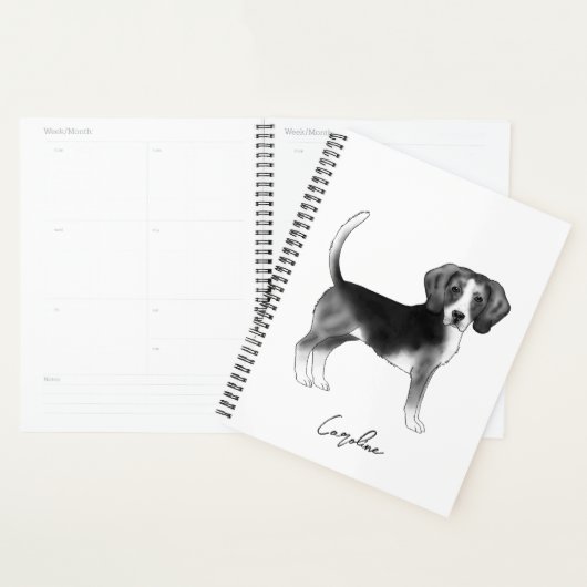 Cute beagle dog in zwart-wit en op maat planner (Display)