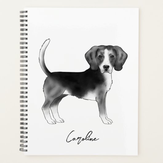 Cute beagle dog in zwart-wit en op maat planner (Voorkant)