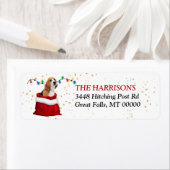 Cute Beagle Dog Kerstcadeau Retouradres Etiket (Insitu)