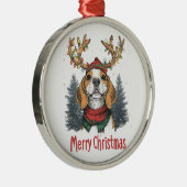 Cute Beagle Dog Metalen Ornament (Rechts)