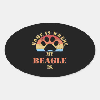 Cute Beagle Dog Ovale Sticker