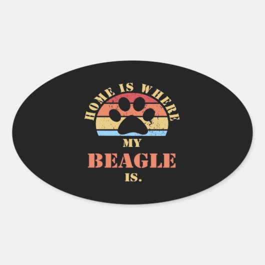 Cute Beagle Dog Ovale Sticker (Voorkant)
