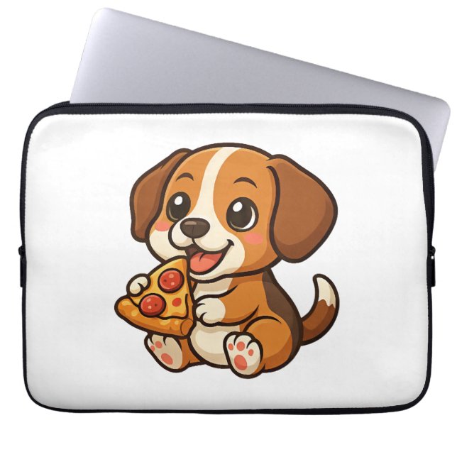 Cute beagle dog pizza pizza lovers cartoon laptop sleeve (Voorkant)