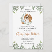 Cute Beagle Dog Puppy Greenery Boho Baby shower Kaart (Voorkant)