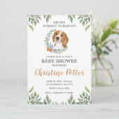 Cute Beagle Dog Puppy Greenery Boho Baby shower Kaart (Staand voorkant)