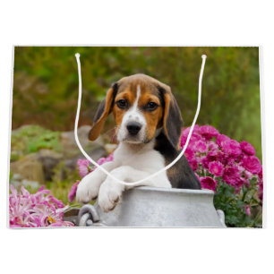 Cute Beagle Dog Puppy in een melkkoker - Wrapbag Large Cadeautasje
