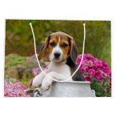 Cute Beagle Dog Puppy in een melkkoker - Wrapbag Large Cadeautasje (Achterkant)