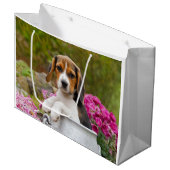 Cute Beagle Dog Puppy in een melkkoker - Wrapbag Large Cadeautasje (Voorkant Gekanteld)