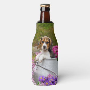 Cute Beagle Dog Puppy in Milk Churn Bottle Jacket Flesjeskoeler