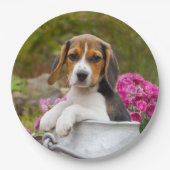 Cute Beagle Dog Puppy in Milk Churn Happy Party Papieren Bordje (Voorkant)