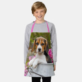 Cute Beagle Dog Puppy in Milk Churn met Flowers - Schort (Gedragen)