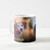 Cute Beagle Dog Red Bow Merry & Bright Kerstmis C Koffiemok (Voorkant links)