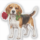 ‏Cute Beagle Dog Sticker (Voorkant)