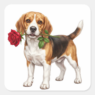 ‏Cute Beagle Dog Vierkante Sticker