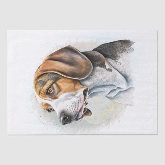 Cute Beagle Dog Waterverf Tissuepapier (Voorkant)