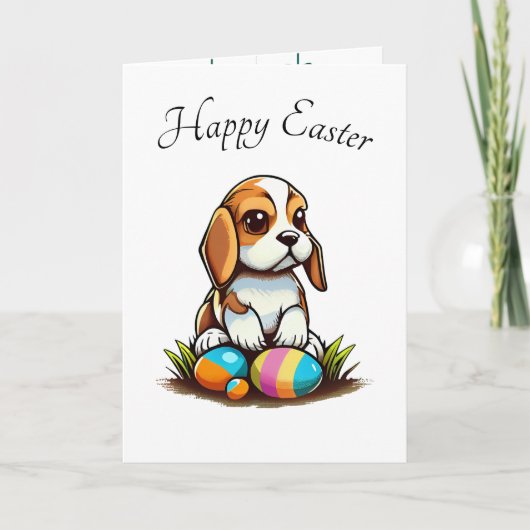 Cute Beagle Easter Bunny Wishes Bedankkaart (Voorkant)