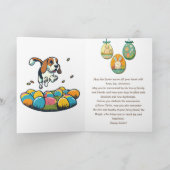 Cute Beagle Easter Bunny Wishes Bedankkaart (Binnen)