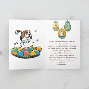 Cute Beagle Easter Bunny Wishes Bedankkaart