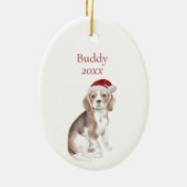 Cute Beagle Holiday Waterverf Pet Dog Kerstmis Keramisch Ornament (Achterkant)