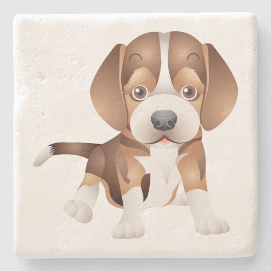 Cute Beagle Hondenliefhebber Puppy Dad Cartoon Pup Stenen Onderzetter (Voorkant)