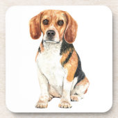Cute Beagle Hondenliefhebber Puppy Dad Waterverf P Bier Onderzetter (Voorkant)