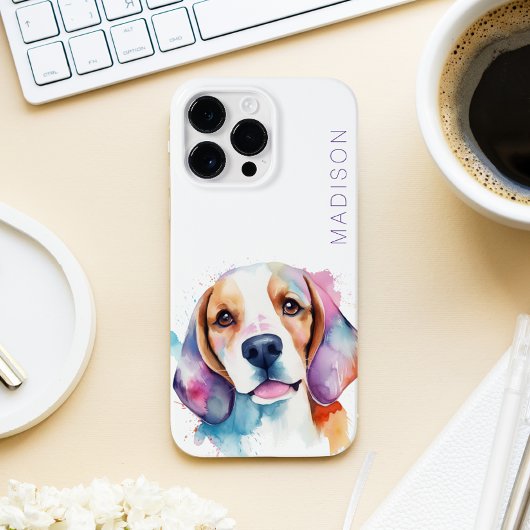 Cute Beagle Hondenliefhebber Waterverf Case-Mate iPhone Case