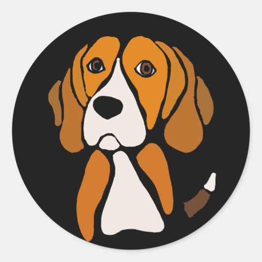 Cute Beagle Hound Dog Abstracte Art Ronde Sticker (Voorkant)