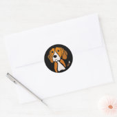 Cute Beagle Hound Dog Abstracte Art Ronde Sticker (Envelop)