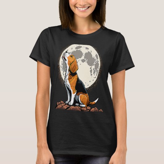 Cute Beagle Howling at the Moon Beagle Mom T-shirt (Voorkant)