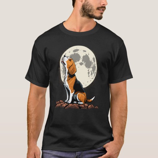 Cute Beagle Howling at the Moon Beagle Mom T-shirt (Voorkant)