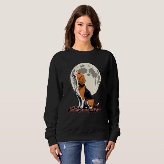 Cute Beagle Howling at the Moon Beagle Mom Trui (Voorkant volledig)