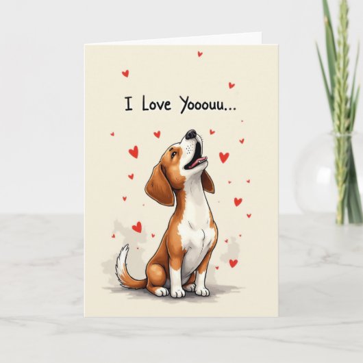 Cute Beagle I Love You Kaart (Voorkant)