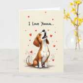Cute Beagle I Love You Kaart (Gele Bloem)