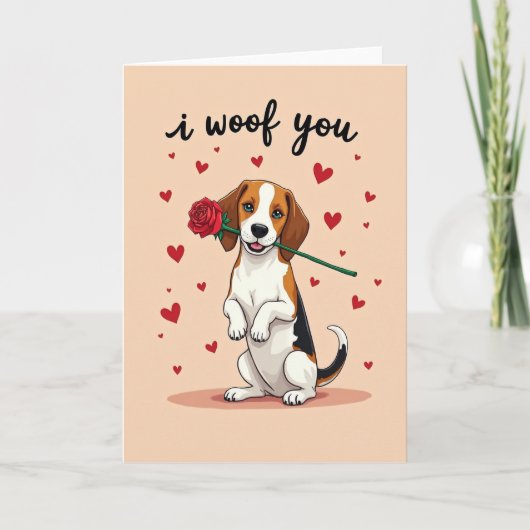 Cute Beagle I Woof You Card Kaart (Voorkant)