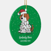 Cute Beagle Kersthond Snowy Winter Holiday Keramisch Ornament (Rechts)