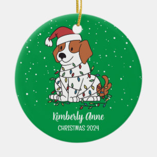 Cute Beagle Kersthond Snowy Winter Holiday Keramisch Ornament