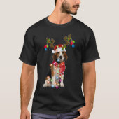 Cute Beagle-kerstlampjes rendierpyjama T-shirt (Voorkant)
