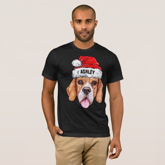 Cute Beagle Kerstmis Pet Dog Big T-shirt (Voorkant volledig)