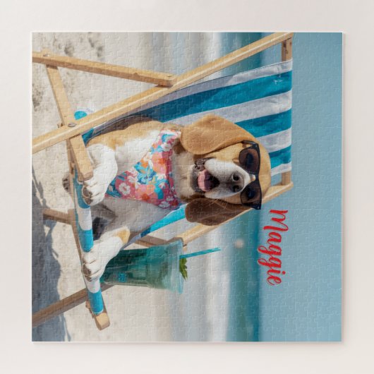 Cute Beagle Personalized Puzzle Legpuzzel (Horizontaal)