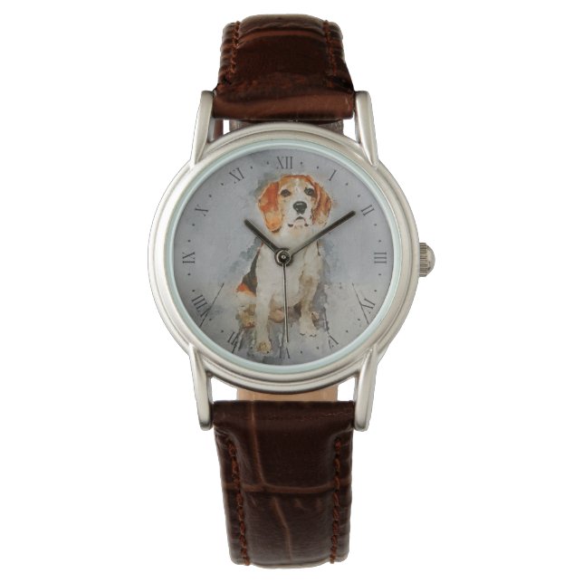 Cute Beagle Portrait Horloge (Voorkant)