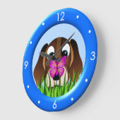 Cute Beagle Puppy Dog Butterfly Large  Grote Klok (Hoek)