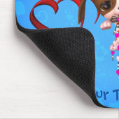 Cute Beagle Puppy Red Hearts gepersonaliseerd Muismat (Hoek)